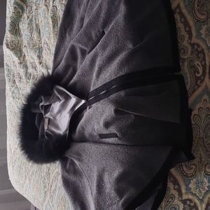Vintage Schweitzer fine linens home collection cashmere  fur poncho